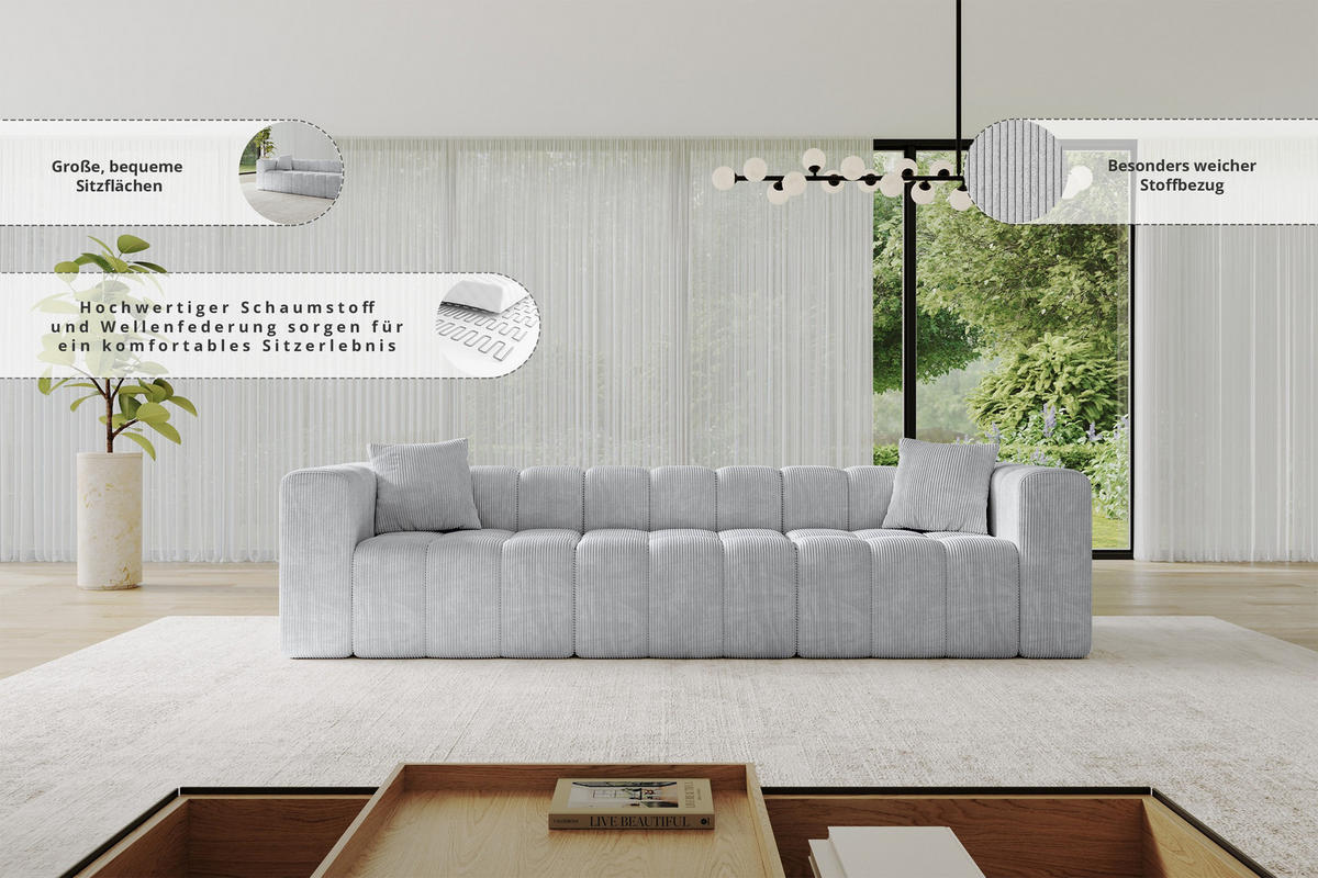 POHOVKA 3-MÍSTNÁ DONY-3 315x90x71 cm Černá Velur - černá, kompozitní dřevo/textil (315/71/90cm) - ALTDECOR