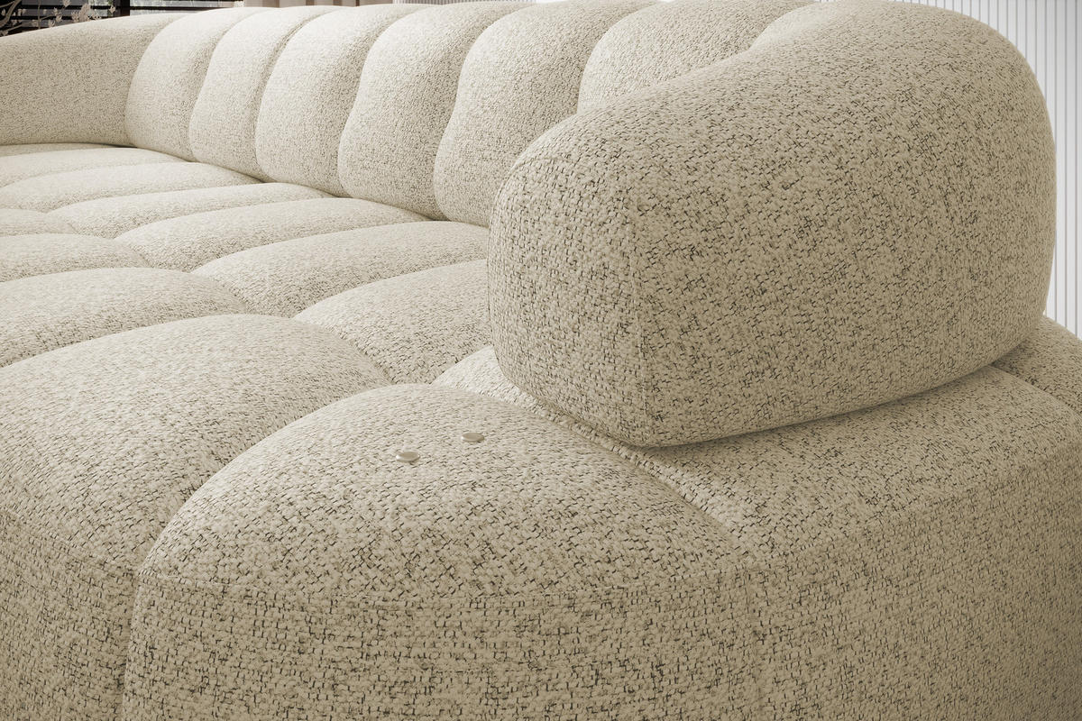 ECKSOFA WESPER S - Eckcouch Mit Elektrischer Sitzverstellung, L-förmig, Freistehend, Relaxfunktion, 183x284x79cm Linke, Beige - Beige, Holz/Textil (113/284cm) - DomoHome