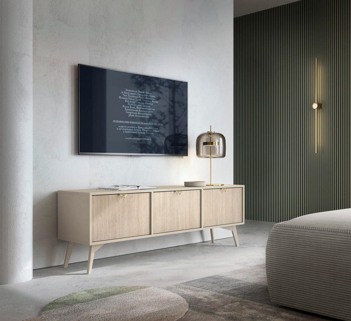 TV-LOWBOARD FOREST Beige 158x38x52 cm - Beige, Holzwerkstoff (158/52/38cm) - FURNLUX