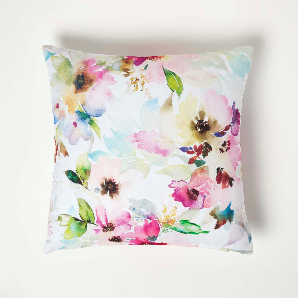 OUTDOOR-KISSEN 2er-Set 45/45 cm – Aquarell-Blumen - Multicolor, Textil (45/45cm) - Homescapes