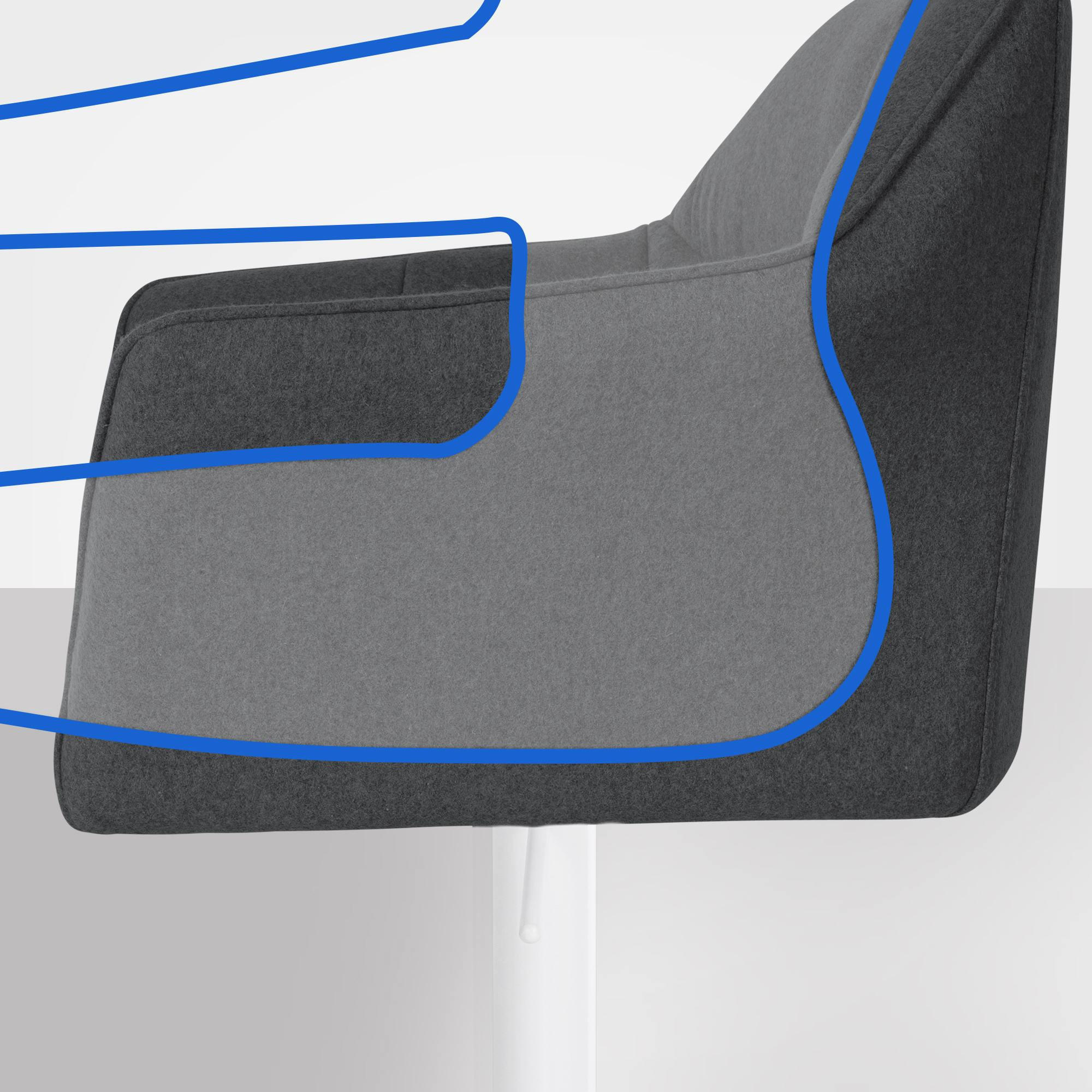 BARHOCKER Filz Anthrazit - Anthrazit/Weiß, Textil/Metall (64/88/45cm) - CLP