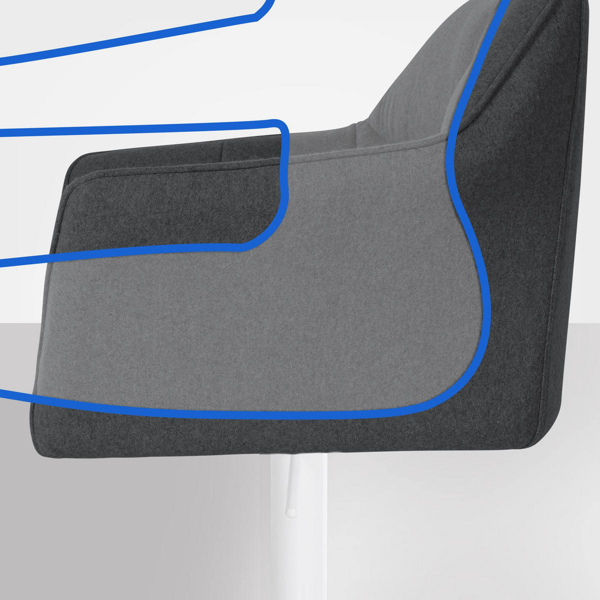 BARHOCKER Filz Anthrazit - Anthrazit/Weiß, Textil/Metall (64/88/45cm) - CLP