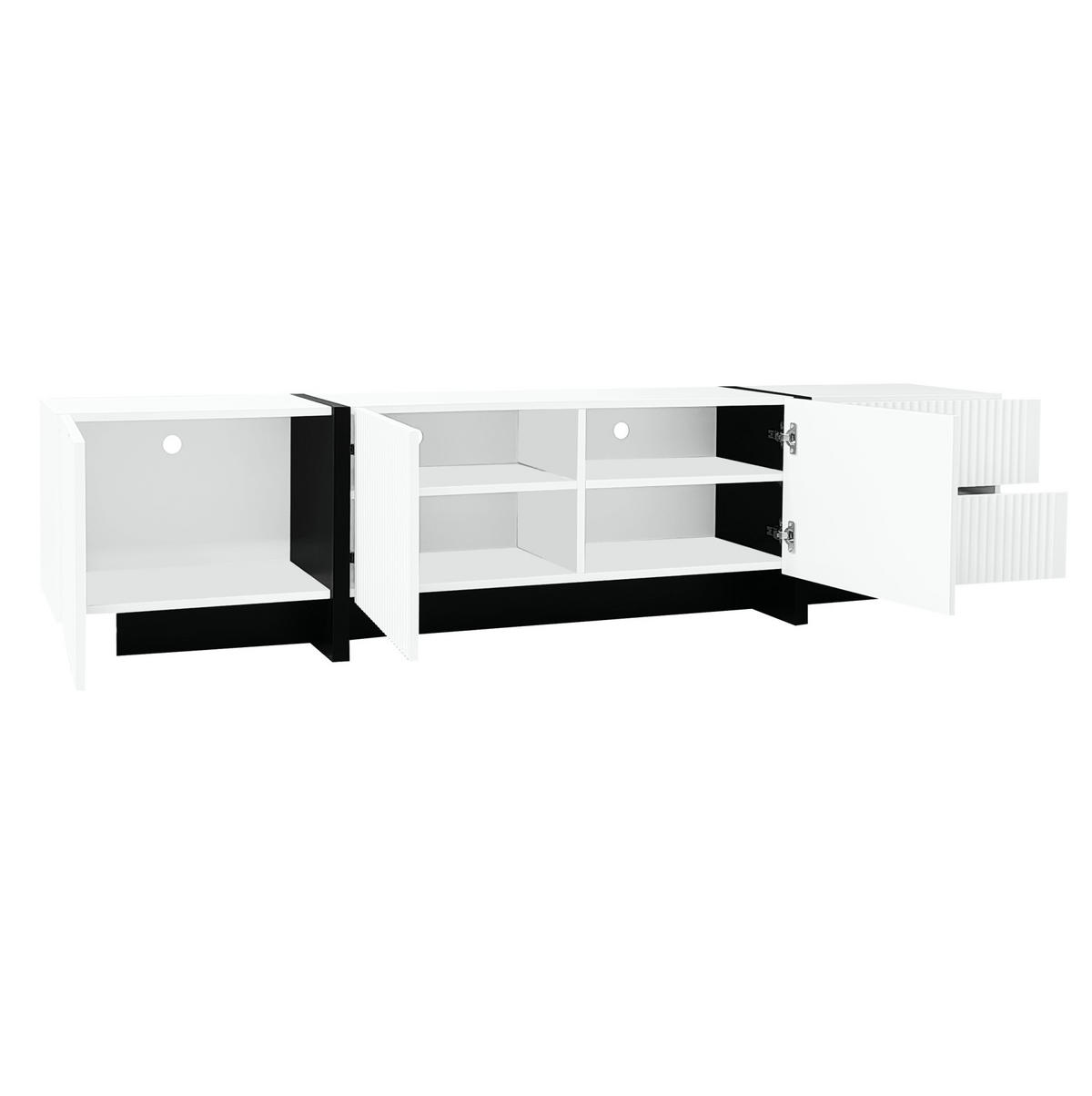 TV-SCHRANK Hochglanz in Schwarz mit 4 Türen 170/35/46 cm - Weiß, Holzwerkstoff (190/45/35cm) - Redom