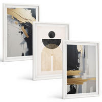 BILDER SET 3er Set - 40x60 cm Weißer Rahmen - Abstrakte Geometrie Eleganz - Weiß, Kunststoff (40/60cm) - TULUP