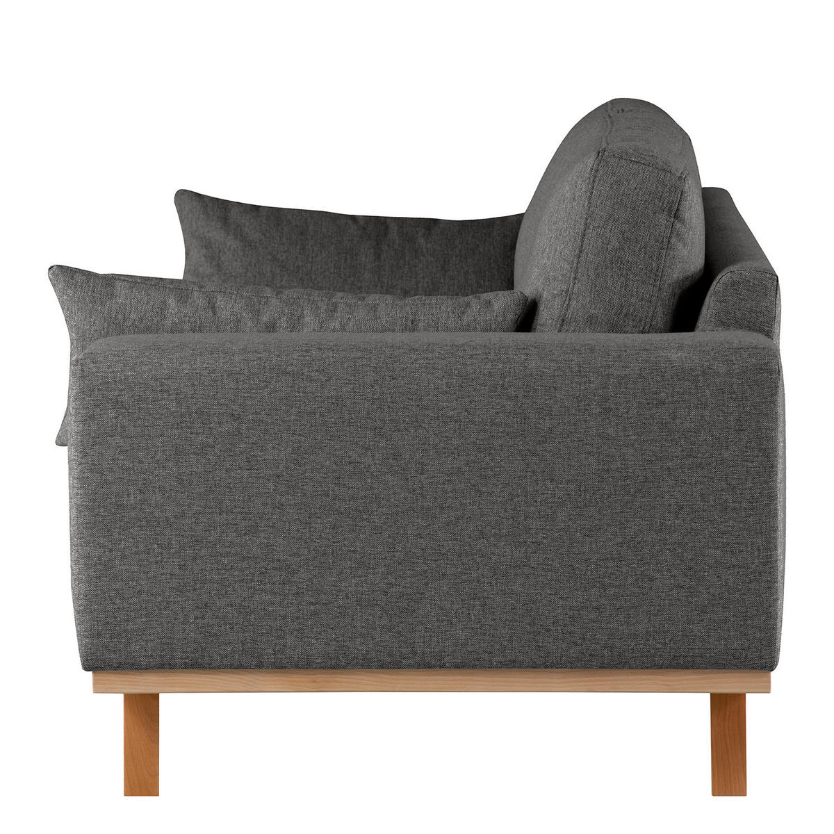2-SITZER SOFA - Dunkelgrau/Buchefarben, Buchenholz/Textil (197/81/88cm) - home24