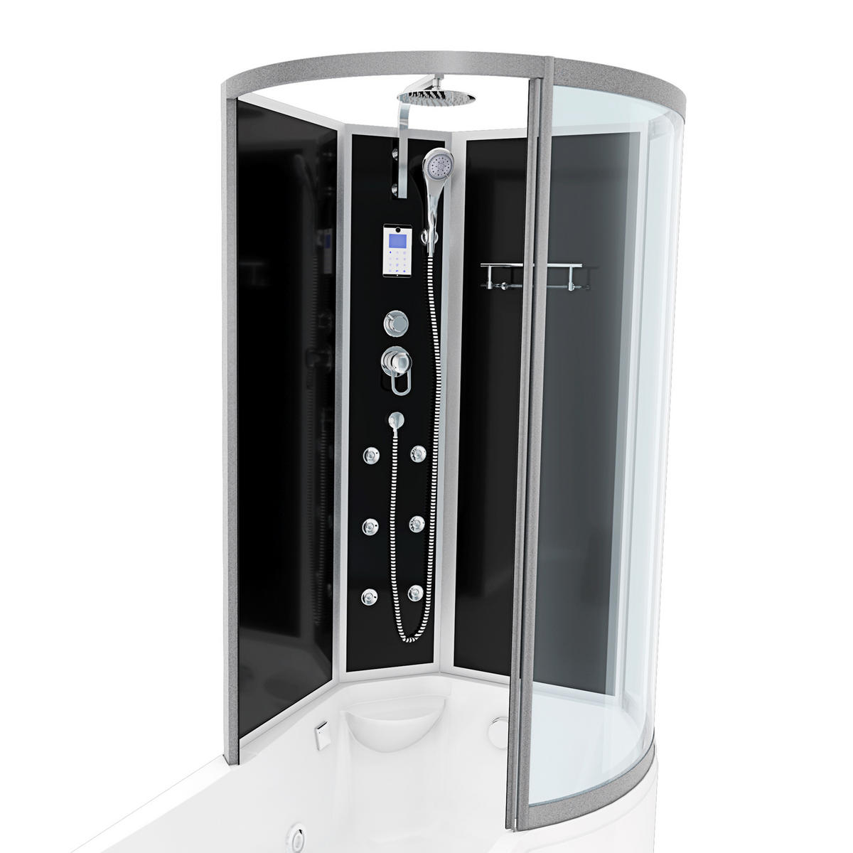 WHIRLPOOL Wanne Duschkabine sw K50-L31-WP 170x100 - Schwarz, Glas/Kunststoff (98/225/170cm) - AcquaVapore by Sandra Jentho