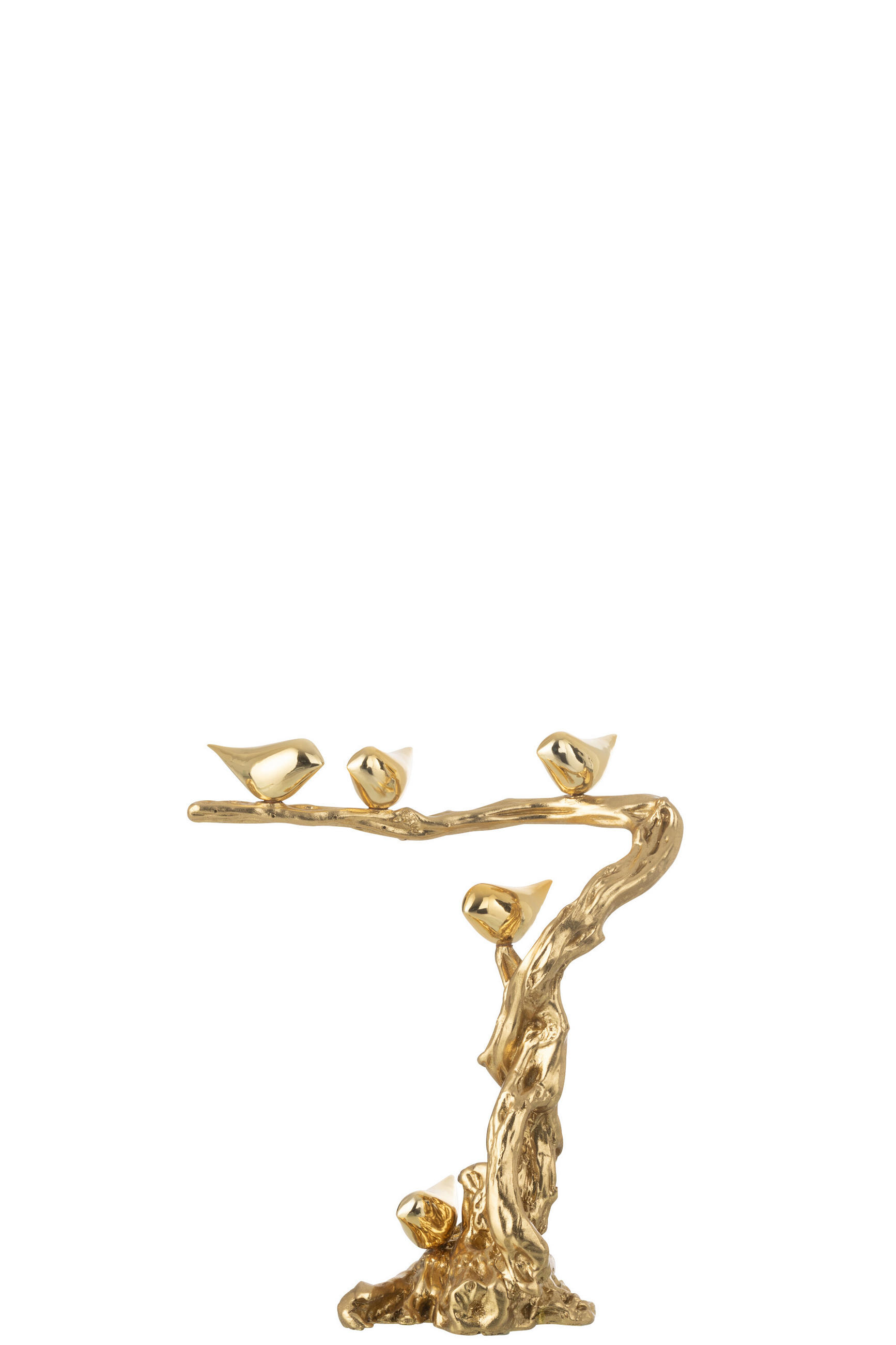 DEKOOBJEKT VOGEL AUF ZWEIG Gold - Goldfarben, Glas/Naturmaterialien (18.5/46/38cm) - J-Line