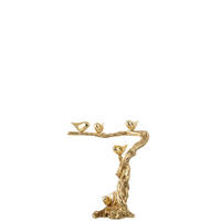 DEKOOBJEKT VOGEL AUF ZWEIG Gold - Goldfarben, Glas/Naturmaterialien (18.5/46/38cm) - J-Line