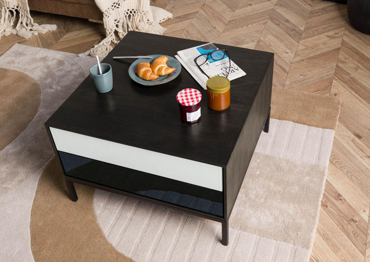COUCHTISCH Mango 67x67x43 dunkelgrau geölt CHICAGO #213 - Grau, Holz (67/67/43cm) - Massivmoebel24