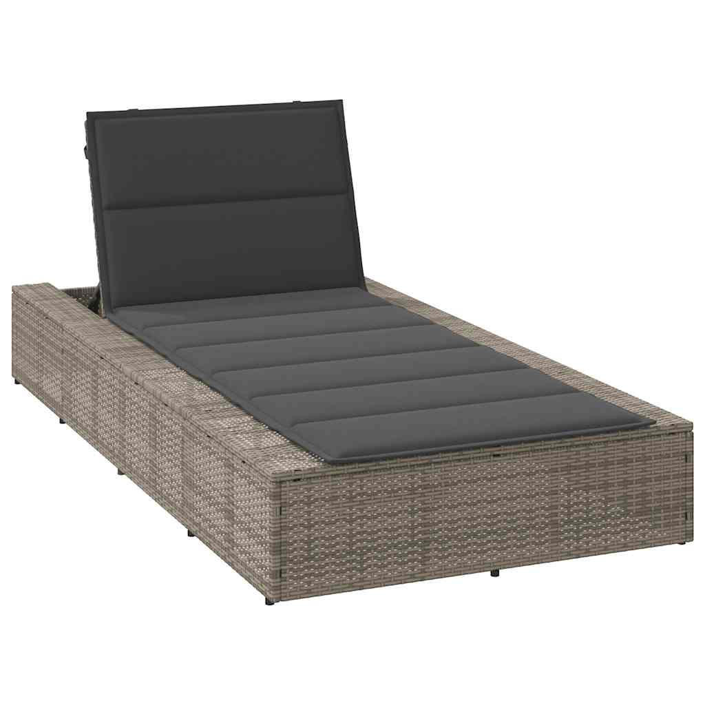 SONNENLIEGE Mit Schwebender Auflage Grau Poly Rattan - Grau, Kunststoff (210/79/100cm) - vidaXL