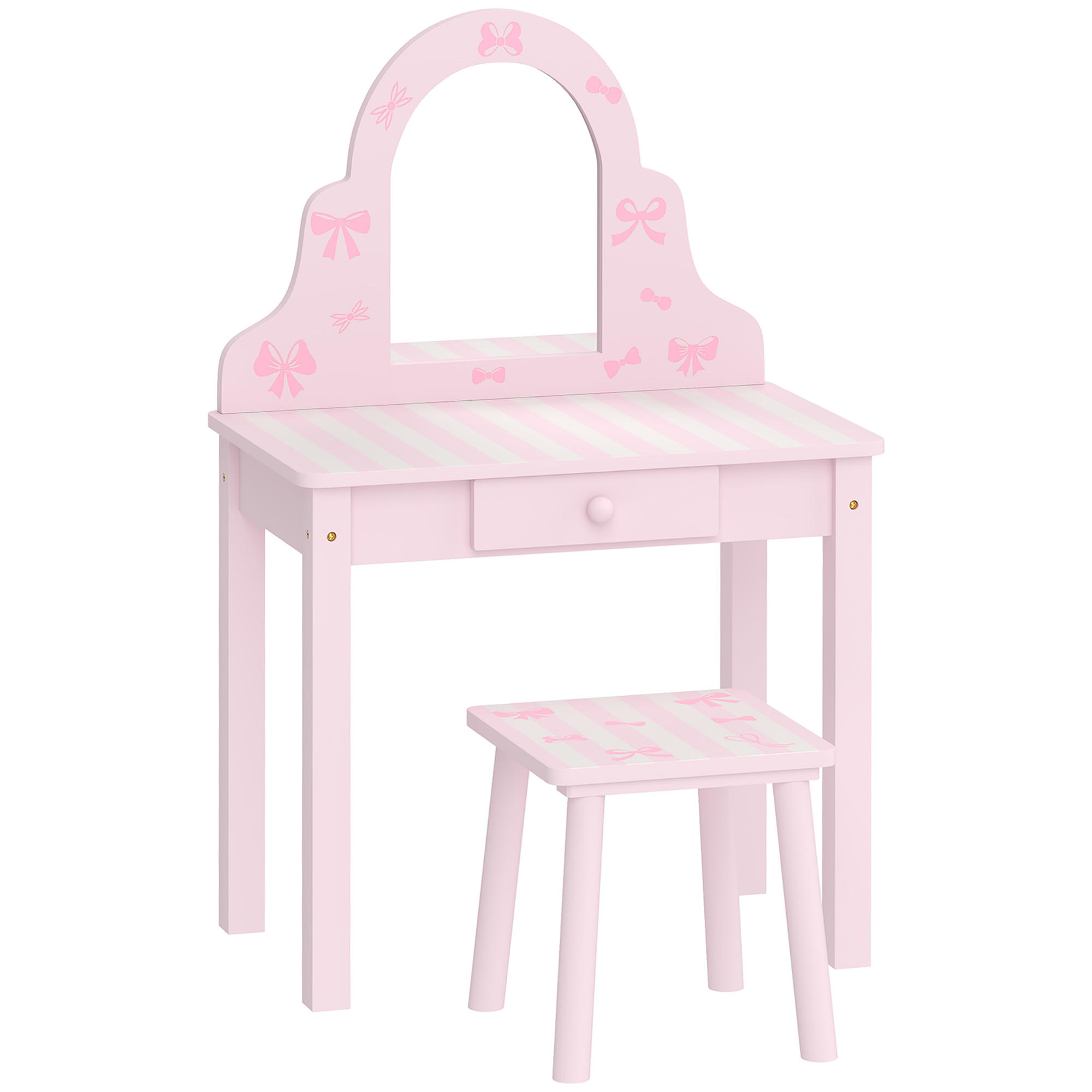 KINDER-SCHMINKTISCH-SET MDF Acryl Rosa - Rosa/Weiß, Holz/Holzwerkstoff (34/82/55cm) - AIYAPLAY