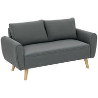 ZWEISITZER-SOFA DE-06481 Cordbezug, 2 Rückenkissen, 25 cm Polsterung Anthrazit - Dunkelgrau, Holz/Textil (145/78/75cm) - ComfortXL