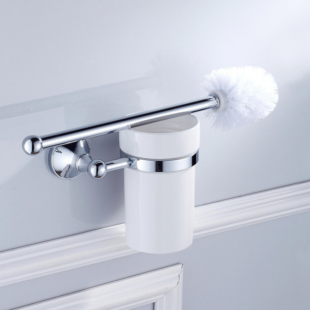 TOILETTENBÜRSTENHALTER – Hellsilber (16 x 10,5 x 36 cm) - Goldfarben, Metall (16/36/10.5cm)