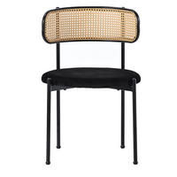 ESSZIMMERSTUHL 6er-Set mit Rattan-Rückenlehne Samt Schwarz - Schwarz, Metall (40/75/45.2cm) - Meubliv