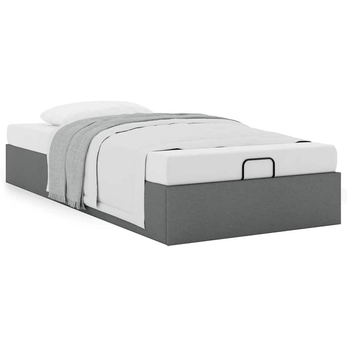 OTTOMAN-BETT Ohne Matratze Dunkelgrau 100/200 Cm Stoff - Grau, Textil (100/200cm) - vidaXL
