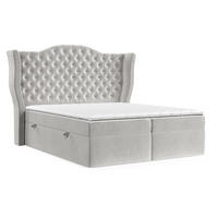 BOXBETT Royal Hellbeige 200/200 cm im Samtstoff - Hellgrau/Schwarz, Holz/Holzwerkstoff (200/200cm) - Maison de Reve