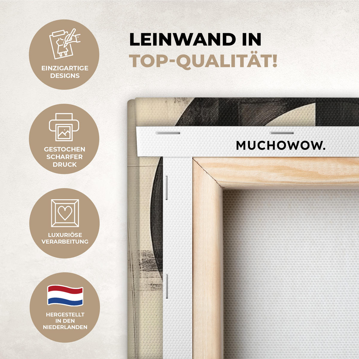 LEINWANDBILD Kreise - Balken - Schwarz - Abstrakt Room Decor 30x40 cm - Schwarz, Textil (30/40cm) - MuchoWow