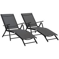 SONNENLIEGE Set mit 2 klappbaren Gartenstühlen mit verstellbarer Rückenlehne 64 x 134 x 95 cm ,Schwarz - Schwarz, Metall (134/95/64cm) - Vallsero