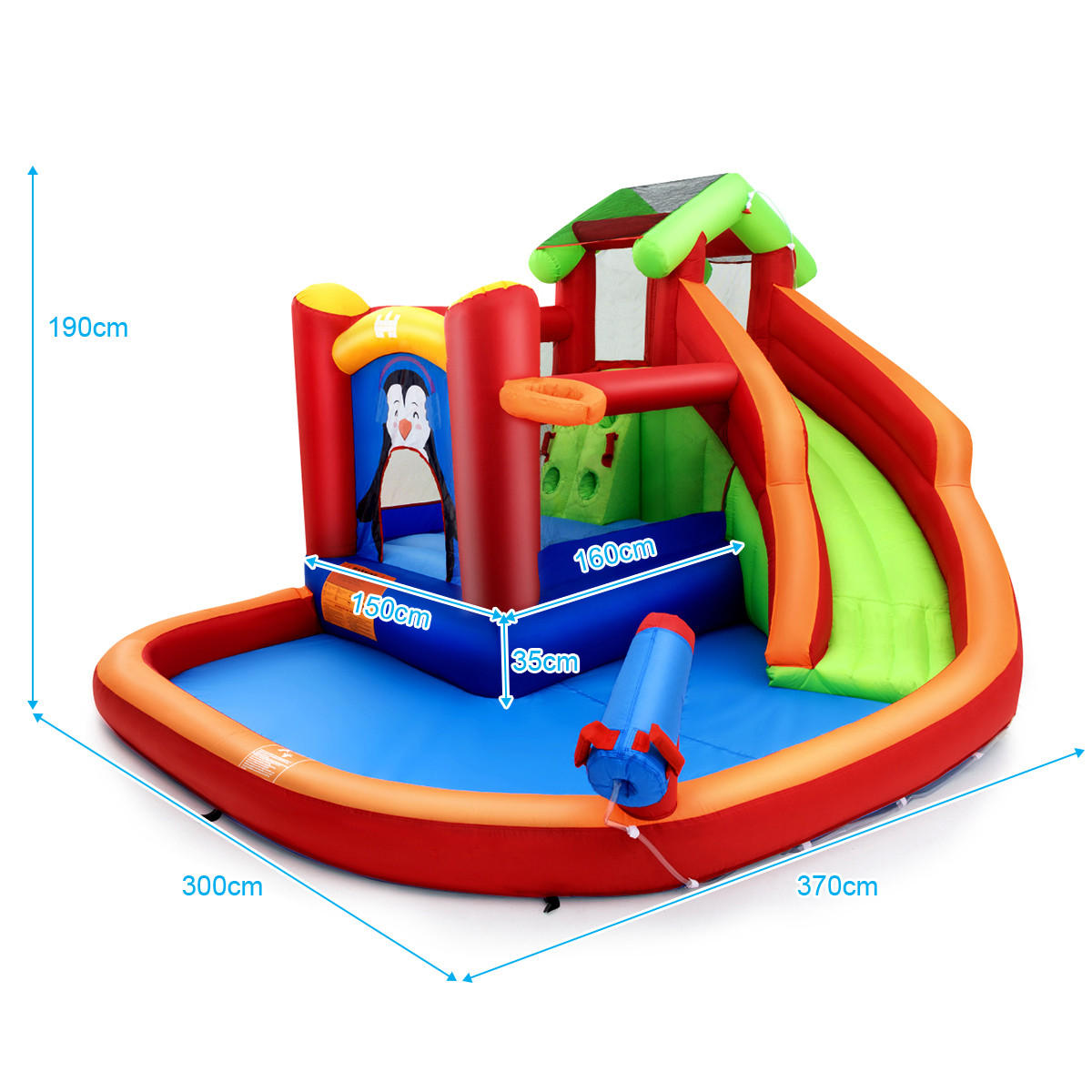 WASSERPARK 190cm Rot - Rot, Kunststoff (370/300/190cm) - COSTWAY