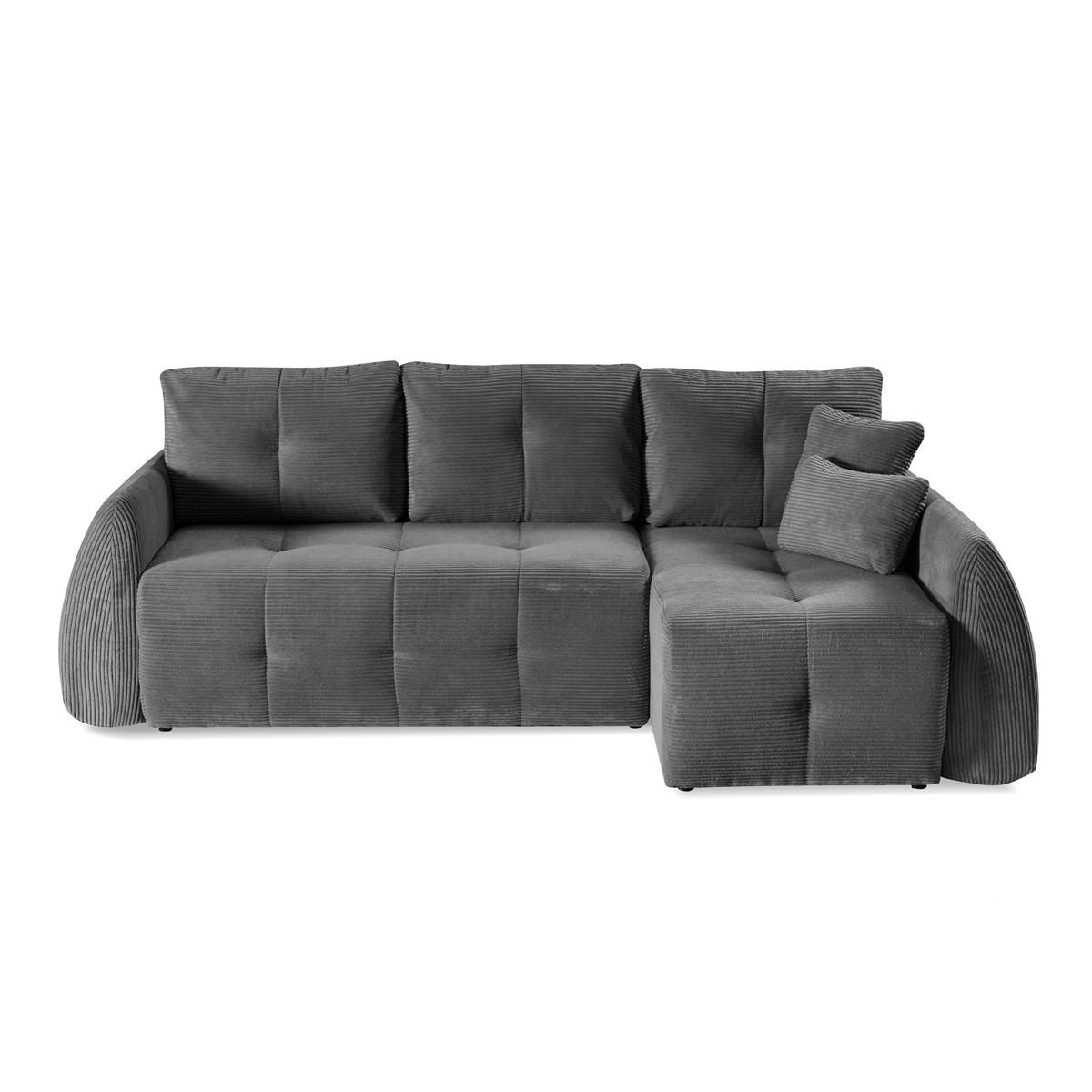 ECKSOFA Luna Dunkelgrau, mit Schlaffunktion - Dunkelgrau, Holzwerkstoff/Textil (252/155cm) - Bettso