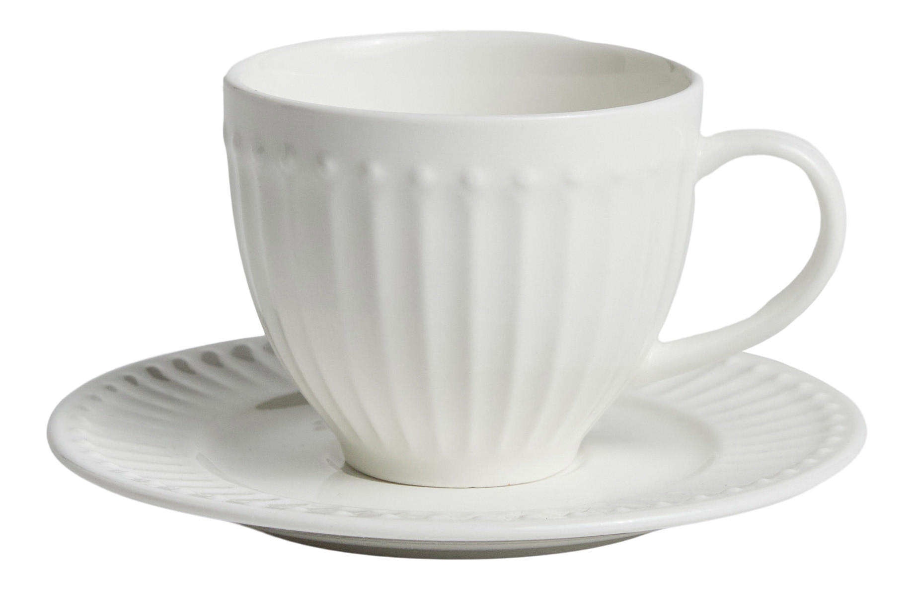 TASSE MIT UNTERTASSE Carrina - Weiß, Keramik (0.12L) - home&you