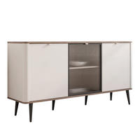 KOMMODE mit Vitrine NAVANI 160 cm Kaschmir Nuss - Kaschmir/Goldfarben, Holzwerkstoff/Metall (160/82/40cm) - Idohome