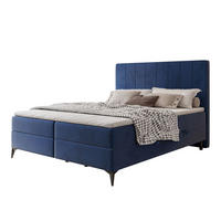 BOXBETT VERA 120x200 cm mit Matratze und Topper, Dichter wasserabweisender Samt Marineblau - Dunkelblau, Textil (120/200cm) - Idohome