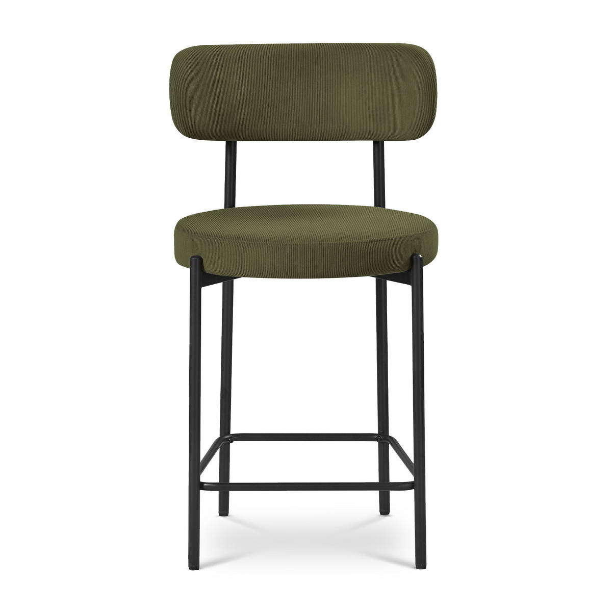 BARHOCKER 2er-Set Iris modernen aus khakifarbenem Cord, 65 cm - Schwarz/Grün, Textil/Metall (53.5/96/49.5cm) - Sicaan