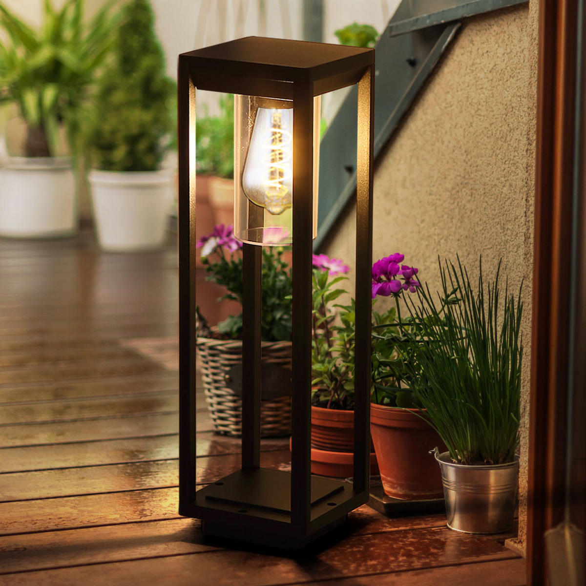 LED STEHLEUCHTE Alu Schwarz-matt - Schwarz, Metall (15/15/50cm)