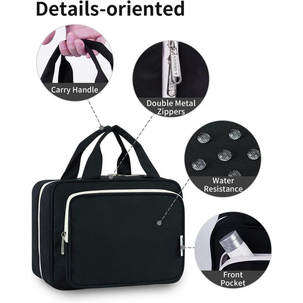KULTURTASCHE zum Aufhängen Schwarz Medium - Schwarz, Textil (5/5/1cm)
