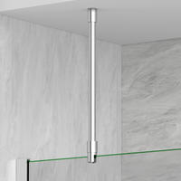 STABILISIERUNGSSTANGE 50 cm für Duschwand aus Edelstahl verchromt 6–10 mm mit 360°-Gelenk - Chromfarben, Metall (1.9/50cm) - S'AFIELINA