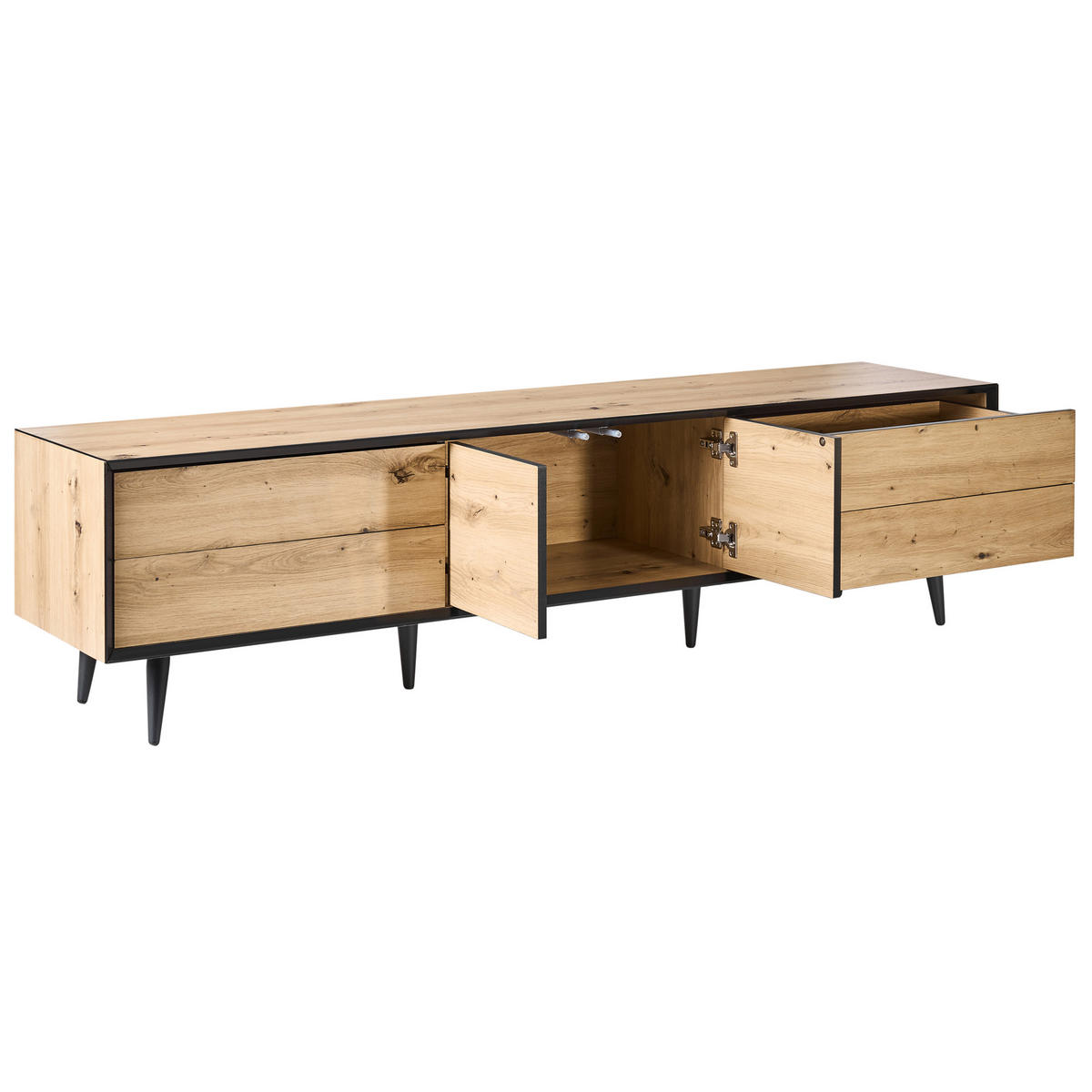 TV-MÖBEL Hellbraun Silverton - Hellbraun/Schwarz, Holzwerkstoff (180/46/37cm) - Beliani