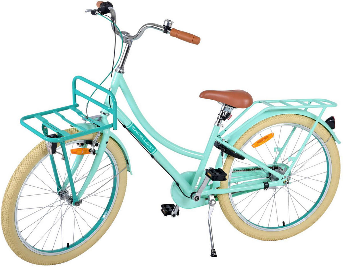 KINDERFAHRRAD Excellent - Mädchen - 24 Zoll - 3 Gänge - Rücktritt + Handbremse - Grün - Grün, Metall (65cm) - TPFSports