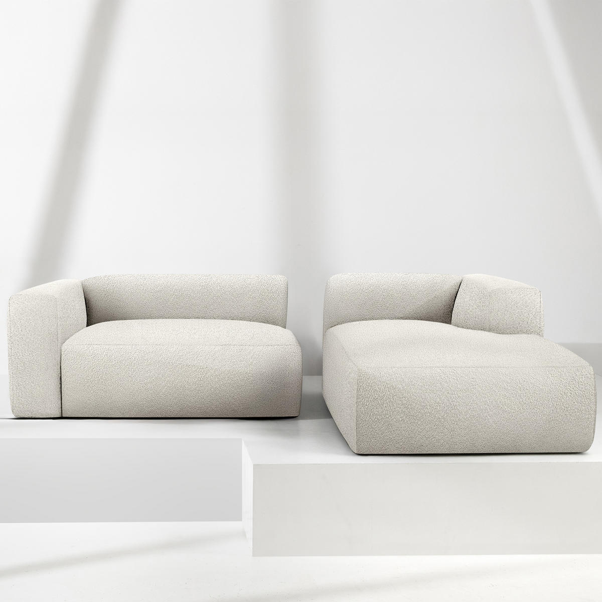 ECKSOFA RECHTS BUFFO, Weiß - Weiß, Holz/Holzwerkstoff (225/176cm) - KONSIMO®