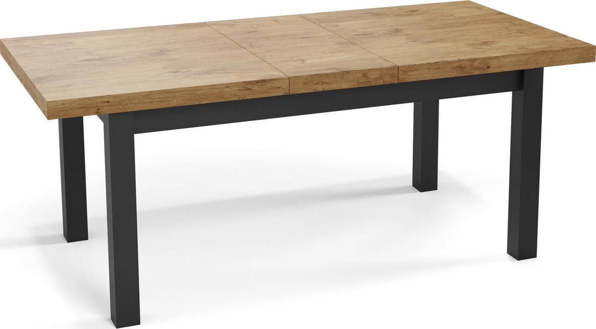 ESSTISCH Gemini rechteckig ausziehbar, Lancelot Eiche 120-160/80/78 cm - Eichefarben/Schwarz, Holz/Holzwerkstoff (80/160/78cm) - WFL GROUP