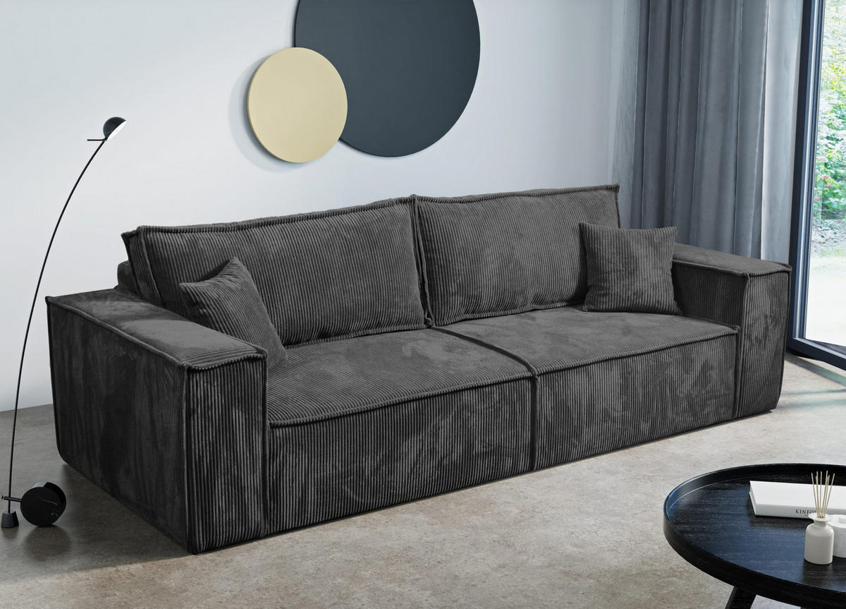 SCHLAFSOFA Sekwana Grau (Poso 60) - Grau, Textil (255/85/105cm) - Fedve