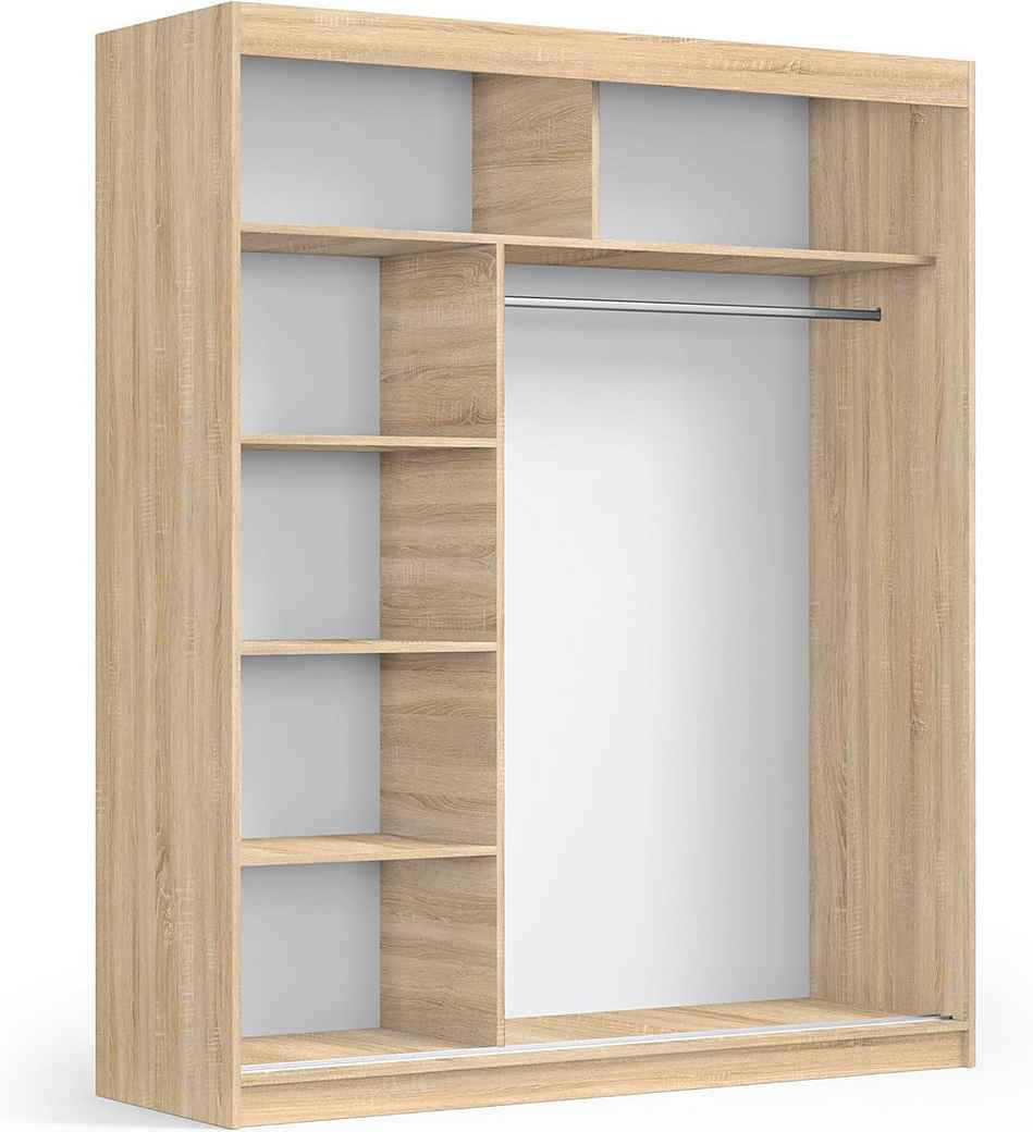 SCHIEBETÜRENSCHRANK 180 Sonoma oak mit Spiegel 180x59x215,5 cm - Sonoma Eiche, Holzwerkstoff (180/215.5/59cm) - Mobelsta
