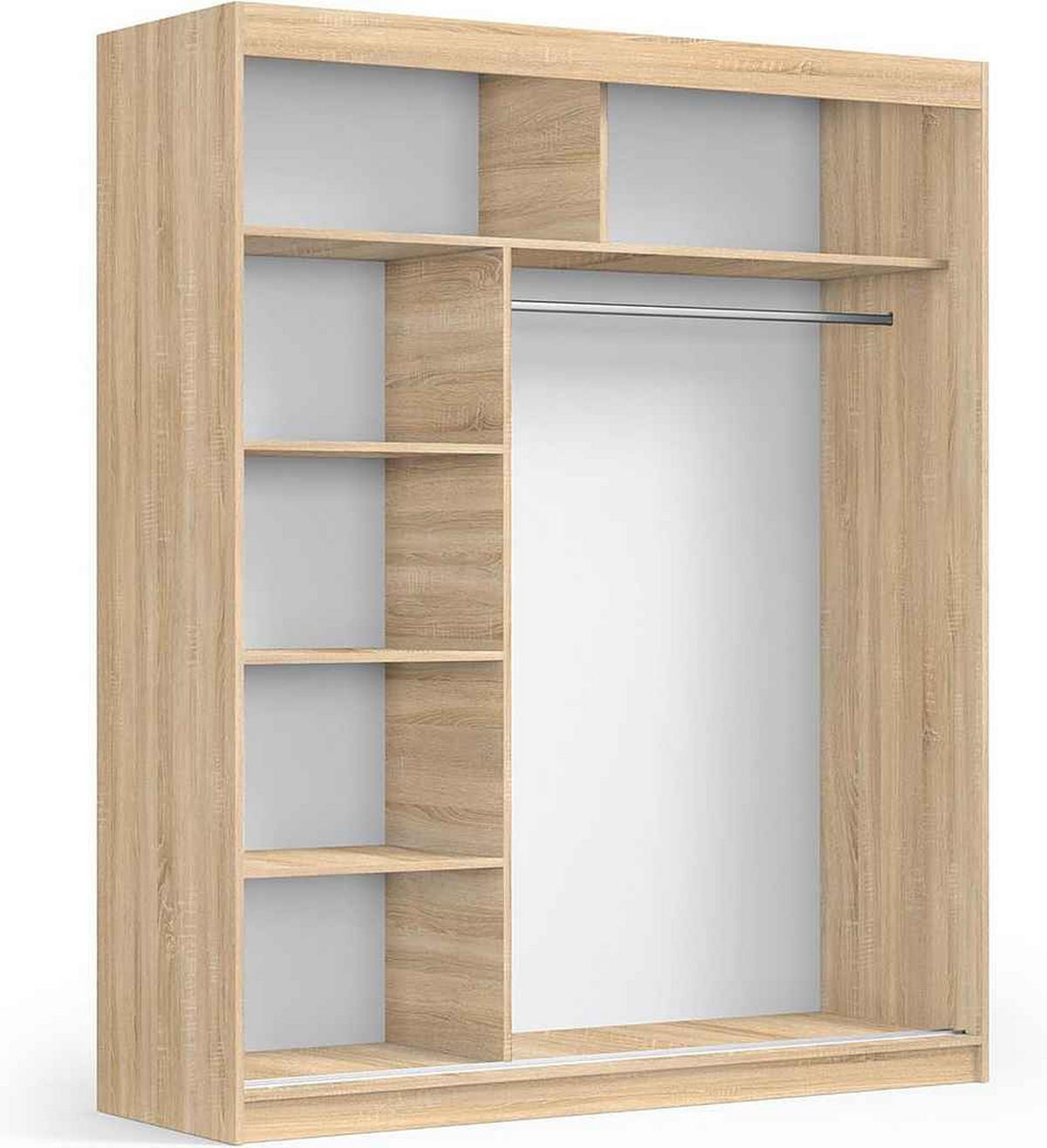 SCHIEBETÜRENSCHRANK 180 Sonoma oak mit Spiegel 180x59x215,5 cm - Sonoma Eiche, Holzwerkstoff (180/215.5/59cm) - Mobelsta