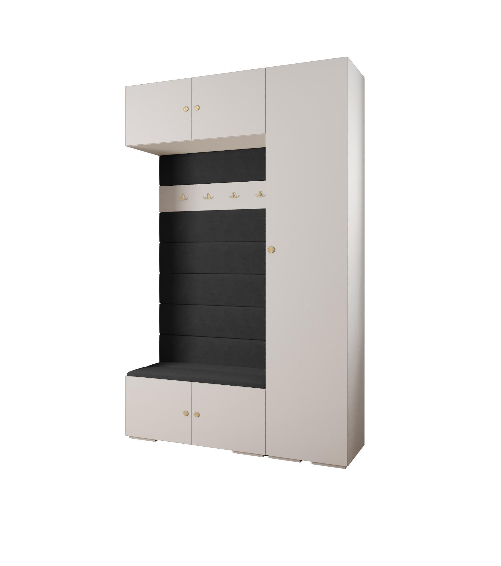 Abiks Möbel Garderoben-Set Weiß, Schwarz, Gold 150x236.7x47 cm
