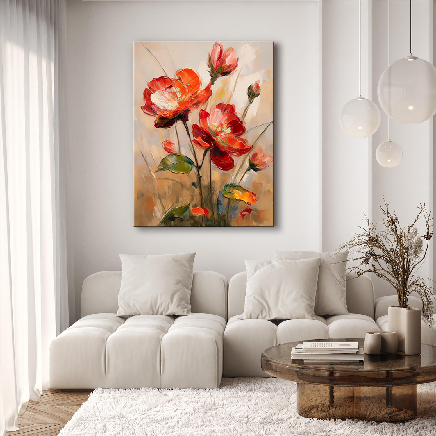 WANDBILD mohnblumen blumen botanik gemalte - Rot, Textil (40/60cm) - Feeby