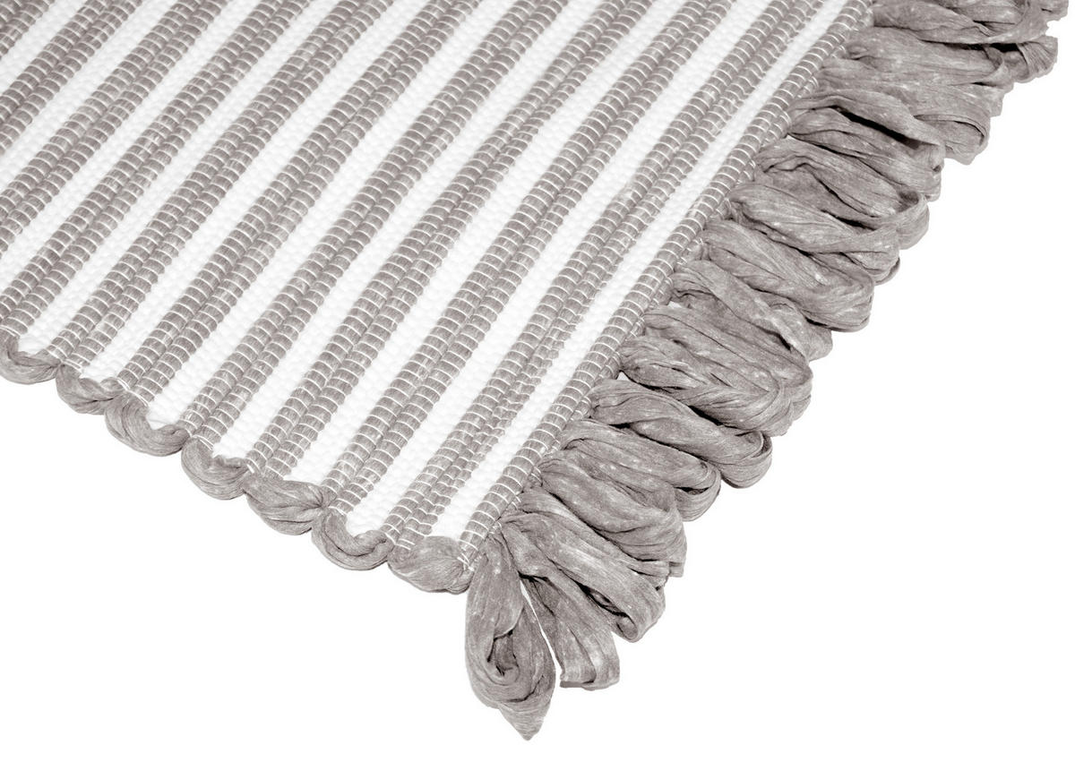 HANDGEWEBTER Läufer 50x70 cm Beige Grau - Graubraun, Naturmaterialien/Textil (50/70cm) - Lashuma