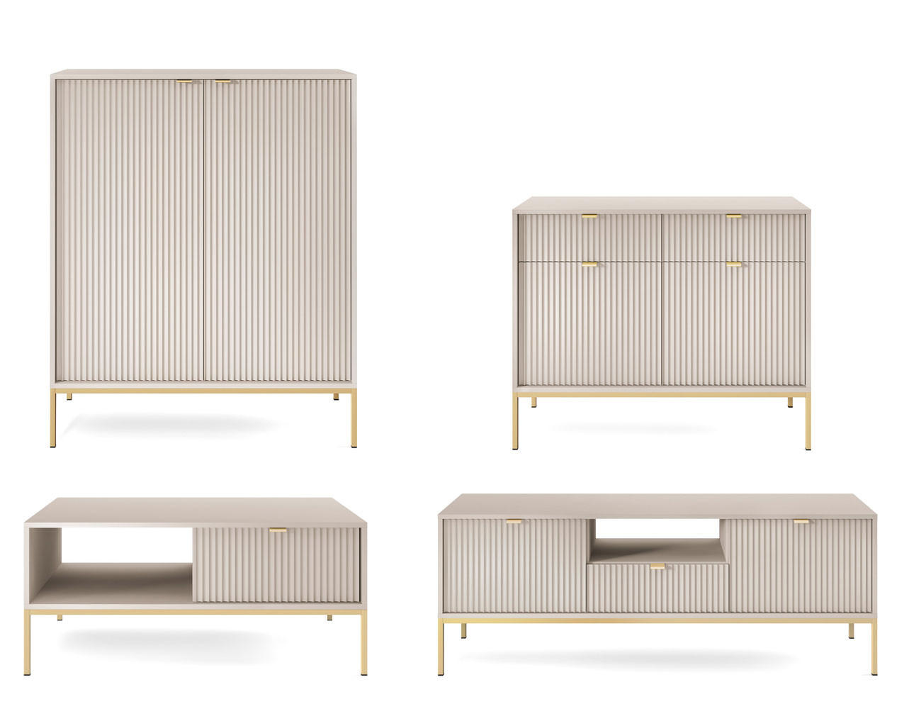 Feldmann-Wohnen Wohnzimmer-Set Kaschmir, Gold 362x125x68 cm