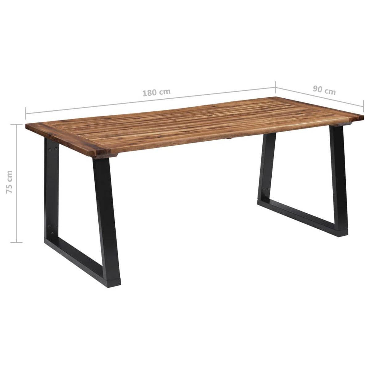 ESSTISCH Industrial-Stil 180/90/75 cm aus Massivholz Akazie, Metall Braun, Schwarz - Braun, Holz (90/180/75cm) - vidaXL