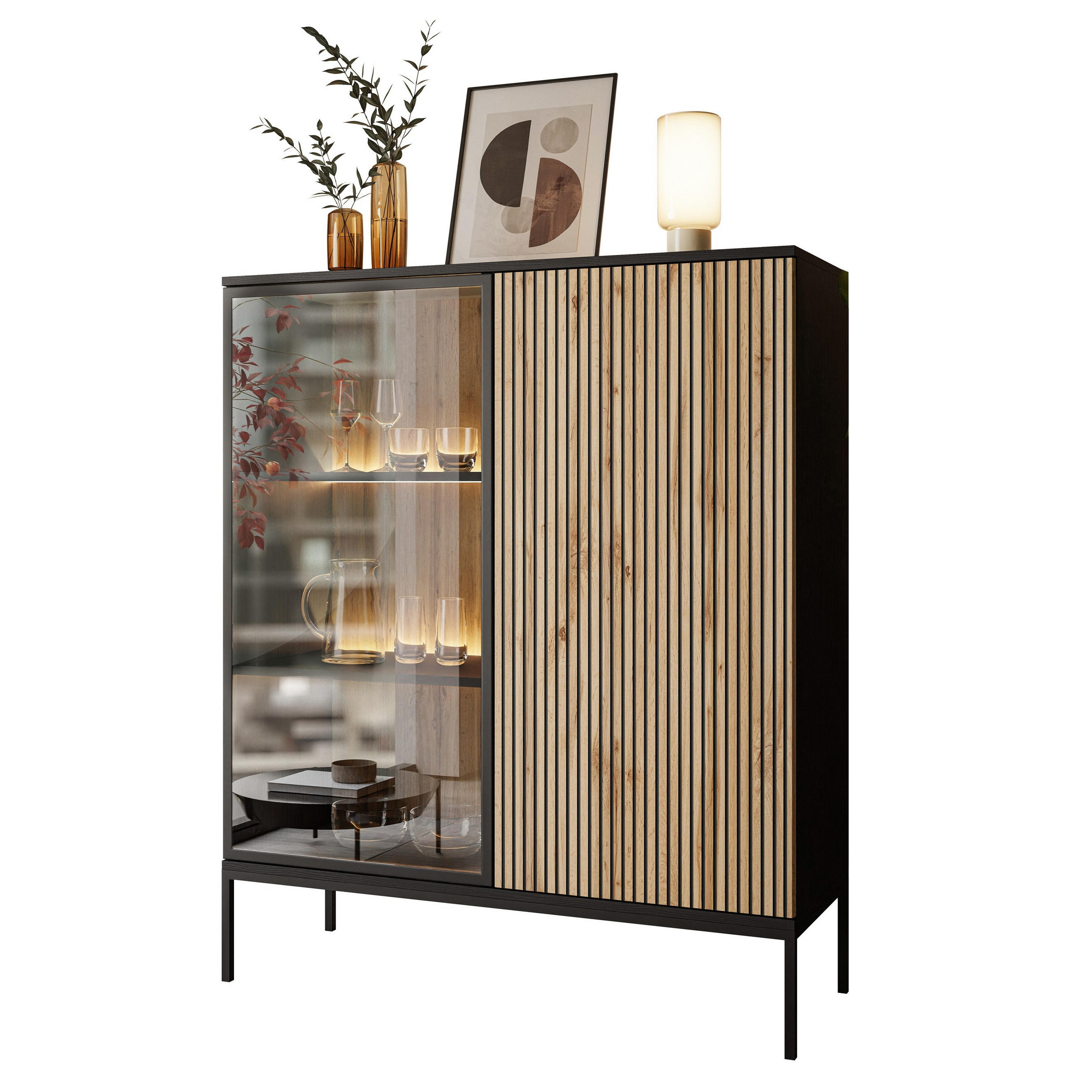 Lookway Vitrine Eiche Wotan 104x126x39 cm