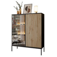 NIEDRIGE Vitrine ECLIPSE WT104 mit Beleuchtung,Schwarz Eiche Wotan - Eiche Wotan, Holzwerkstoff (104/126/39cm) - Lookway