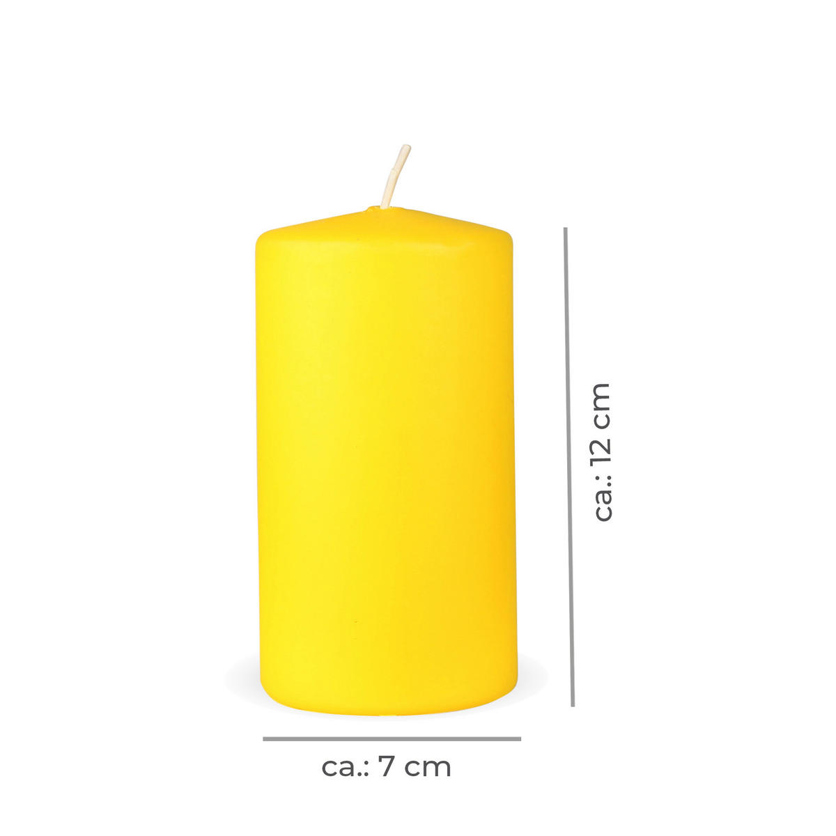 STUMPENKERZEN "Gelb", Größe Ø7cm x Höhe: 12 cm - Hellgelb, Naturmaterialien (7/12cm) - HS Candle