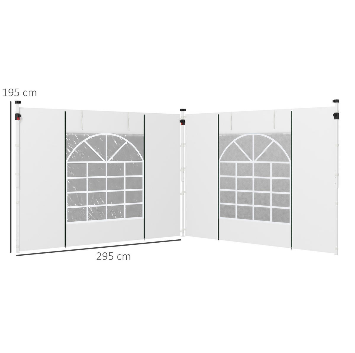 PAVILLONS aus Polyester 295x195 cm in Weiß mit Fenster & Reißverschlusstür - Weiß, Textil (195/195/295cm) - Modfu