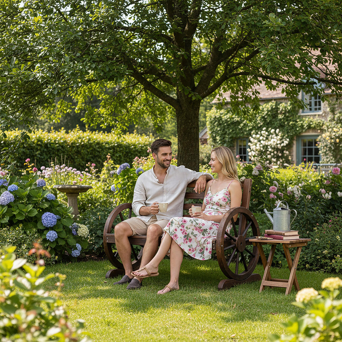 GARTENBANK - Braun, Holz (112/77/52cm) - Relaxdays