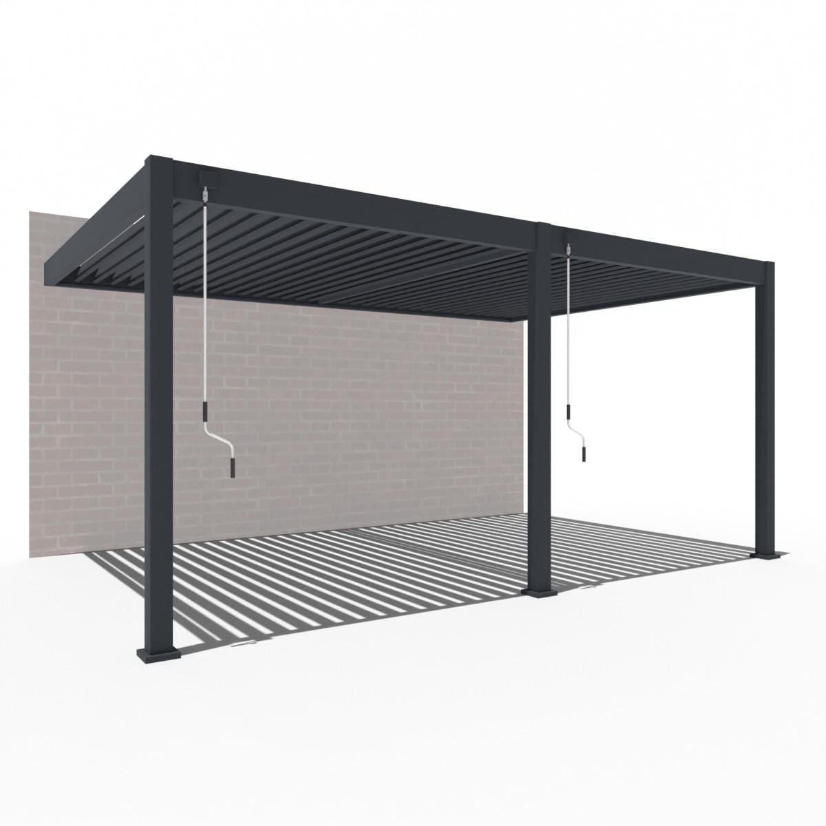 PERGOLA Deluxe Wand Pavillon Terrassenüberdachung Aluminium 3,6 x 5,3 m anthrazit - Schwarz, Metall (360/255/530cm) - WEIDE