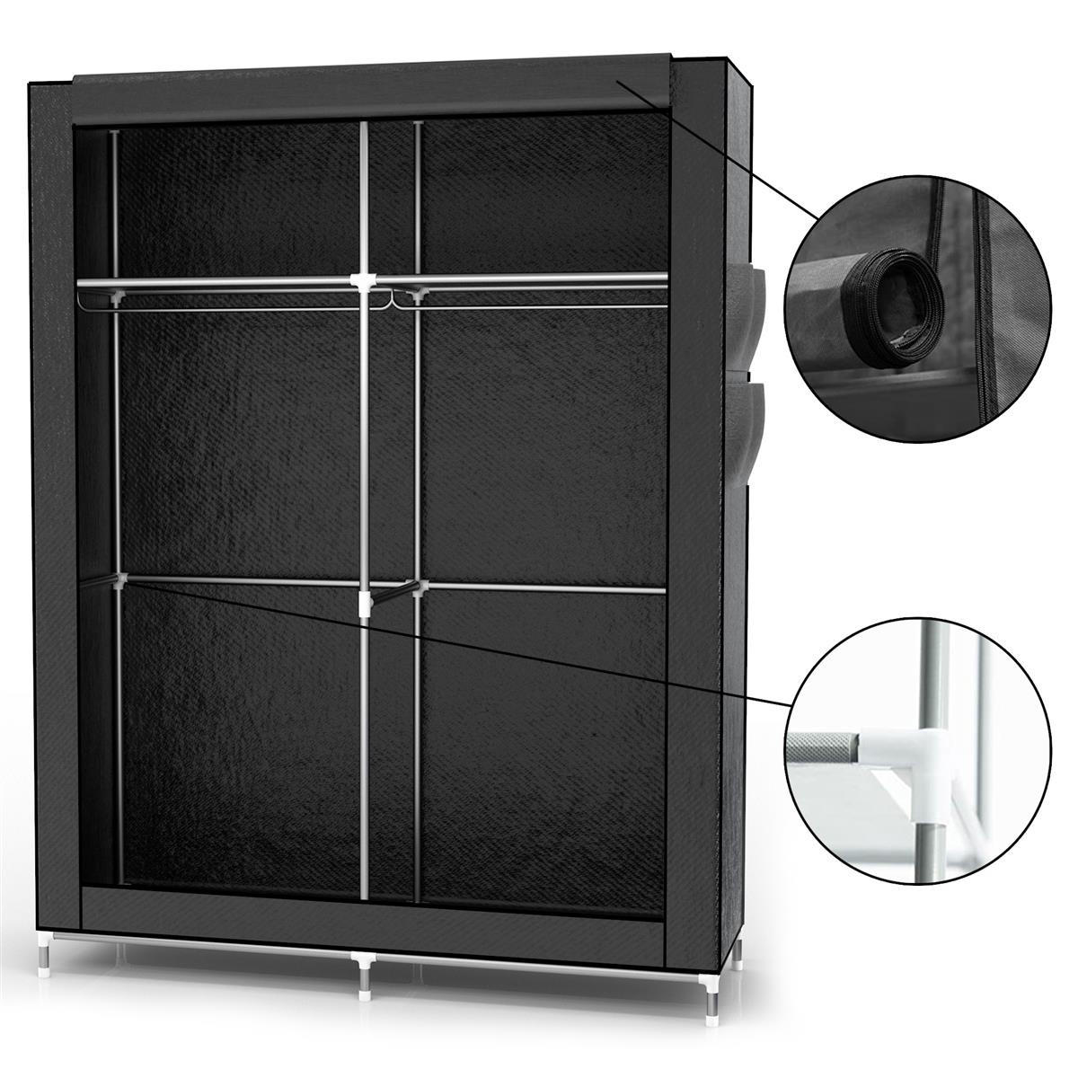 STOFFSCHRANK - Schwarz, Textil (45/170/108cm) - Intirilife